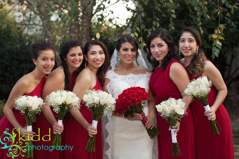 Bride with the bridesmaids