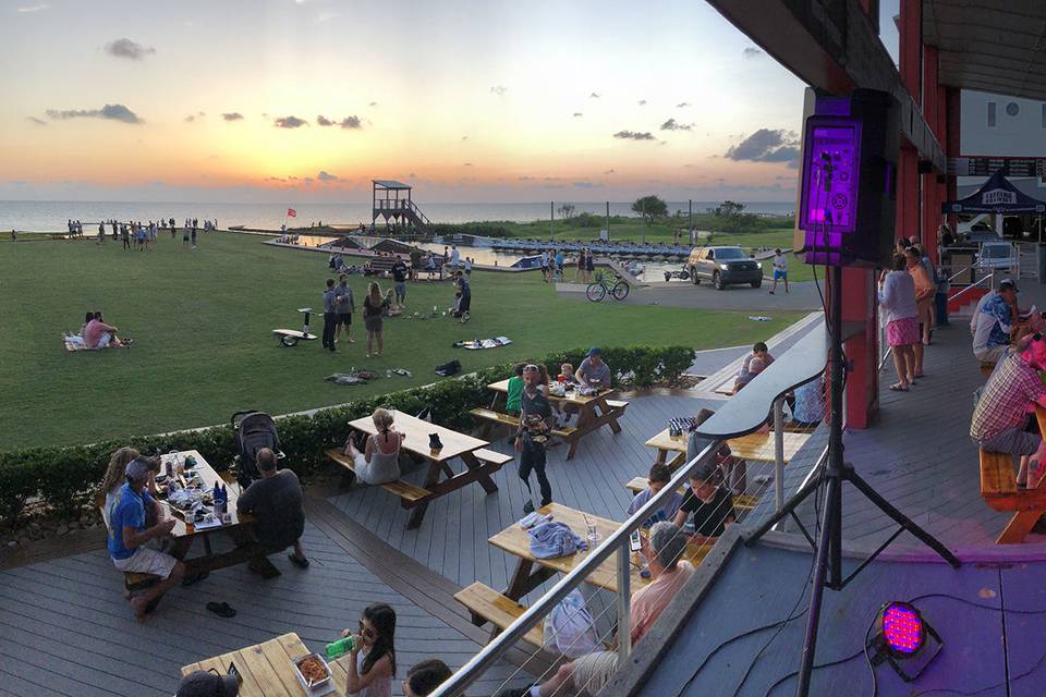 REAL Watersports trio band gig on the sound, Waves, NC. 2018