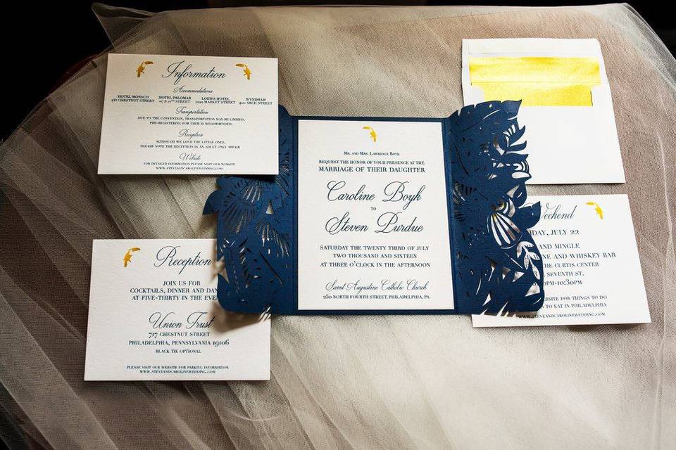 Custom cut paper invitation