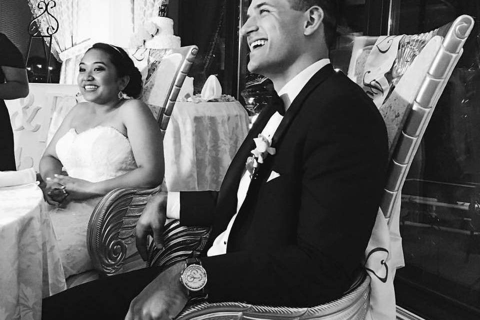 Newlyweds in black and white