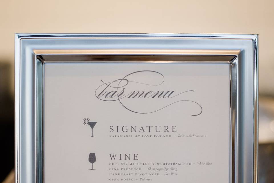 Reception Bar Menu