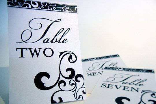 Table NumbersPrint on Smooth Metallic Cardstock