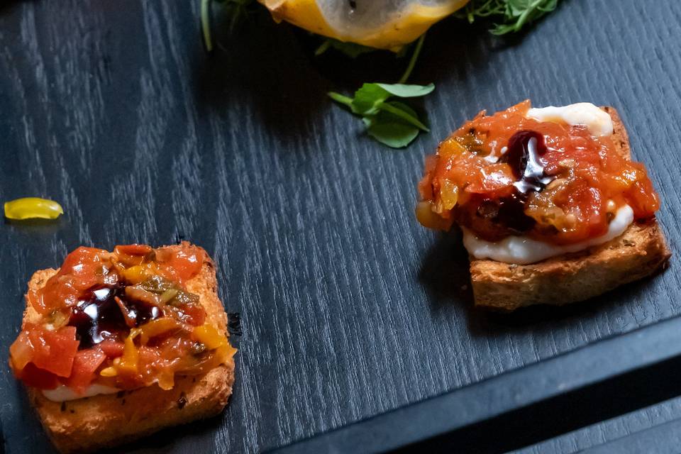 Tomato and Burrata Crostini
