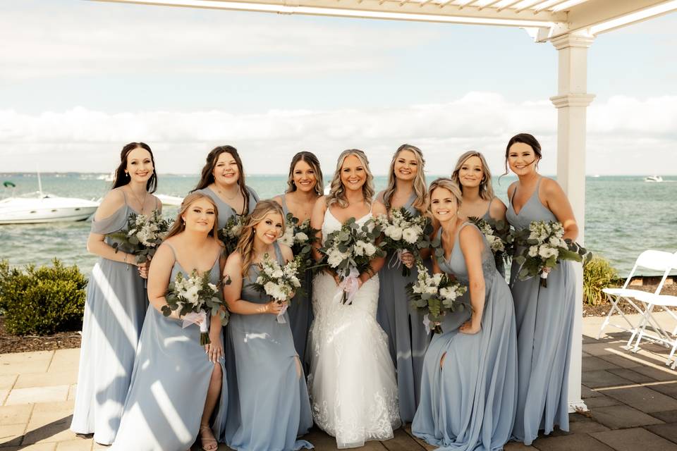 Waterfront bridal party