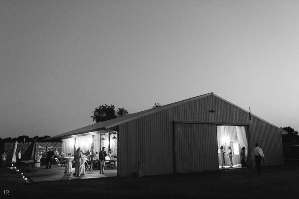 The Pavilion at night in black & white.