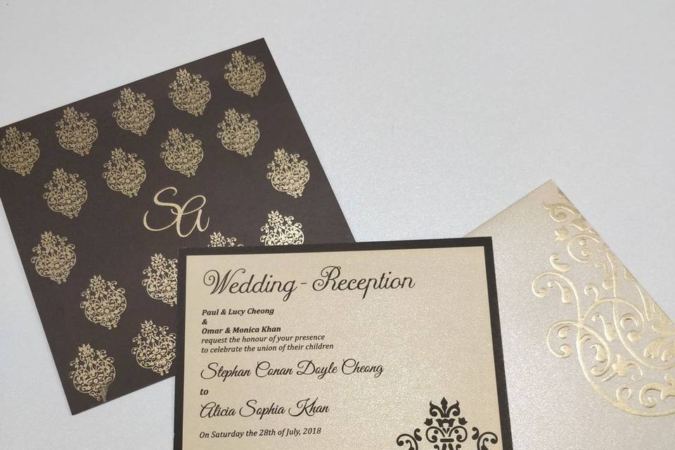 Personalised Wedding/Evening Invitation Card & Envelope *7colours* 