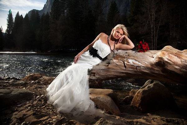 The bride looks stunning during her Winter Elopement in Yosemite Valley.
