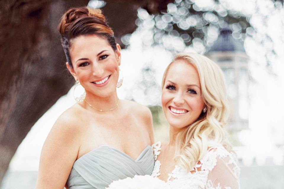 Bride and bridesmaid