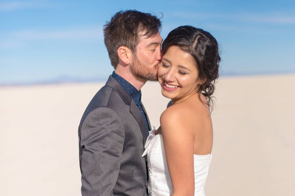 Elopement with the hytch out in the black rock desert.