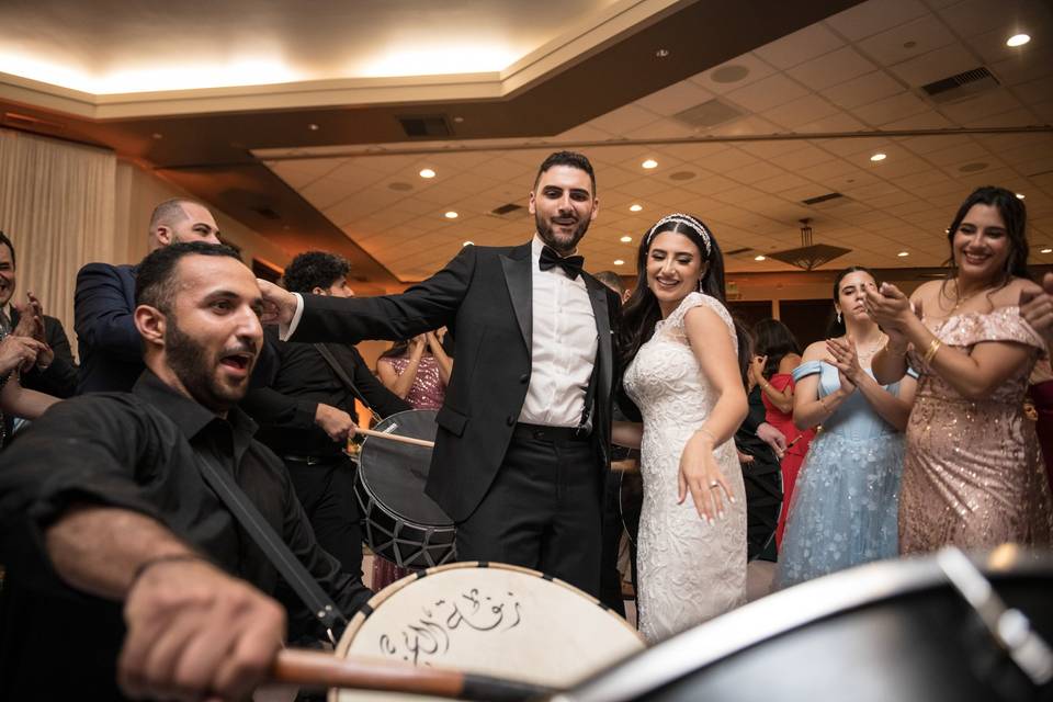 Bride and Groom dancing.