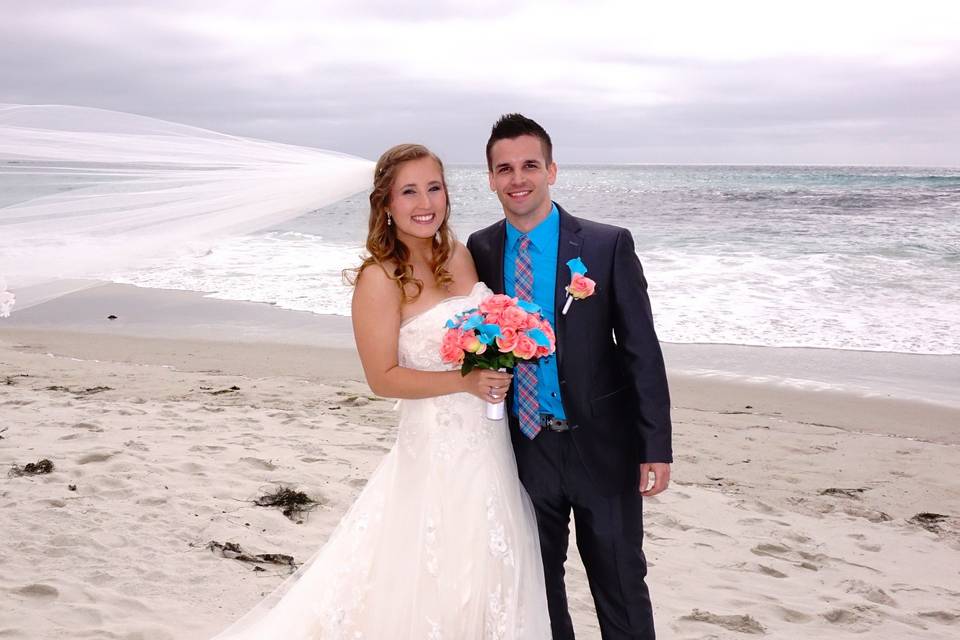 Wedding at Asilomar Beach at the Asilomar Beach Conference Center, Pacific Grove, California.