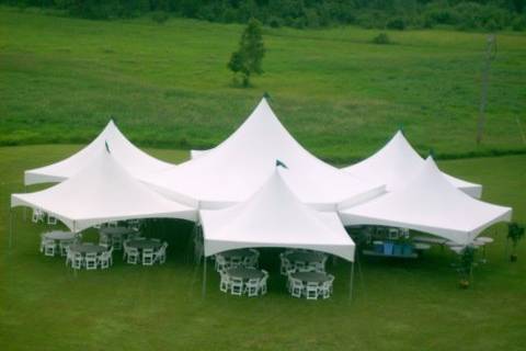 Hexagon tent with 5 - 20 x 20's | seats 300 - 440