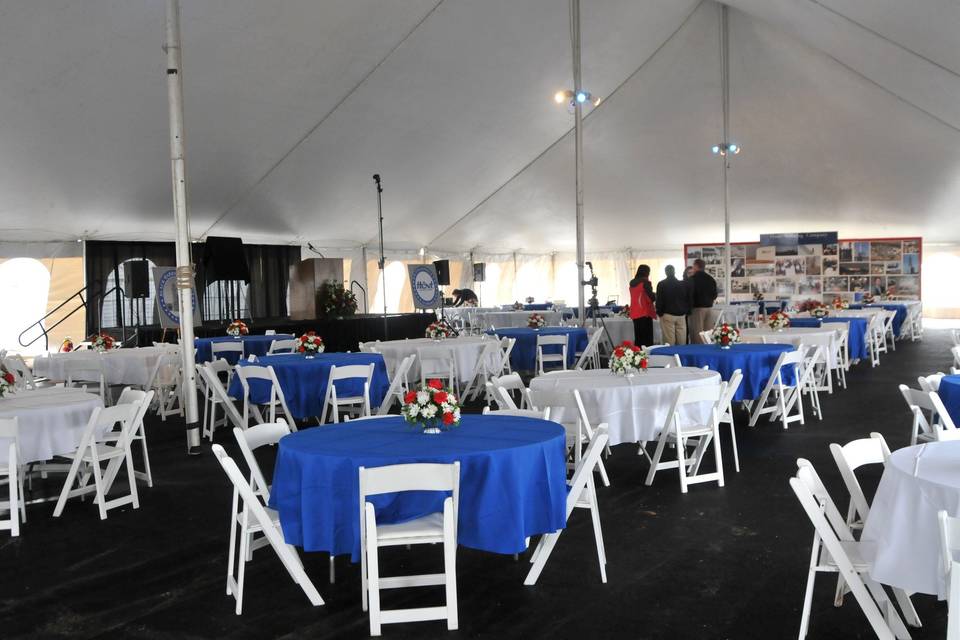 We've got tables, chairs, linens, stages and more all ready for your big event.