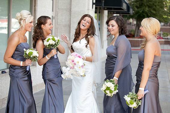 Bride with bridesmaids