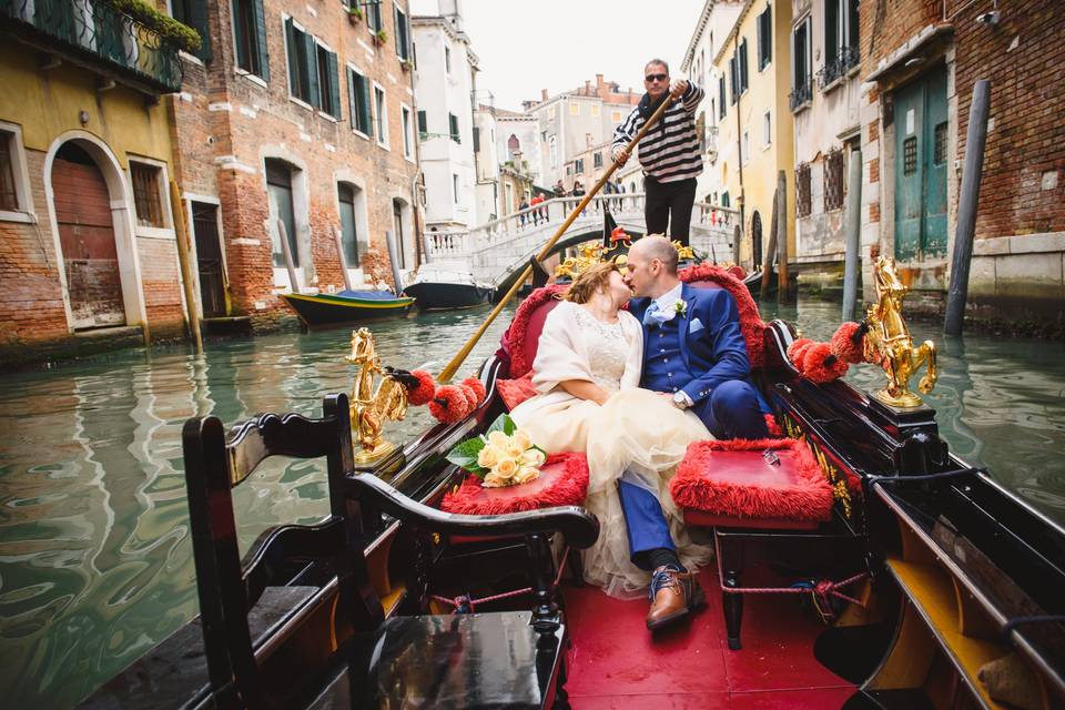 On a gondola in Venice