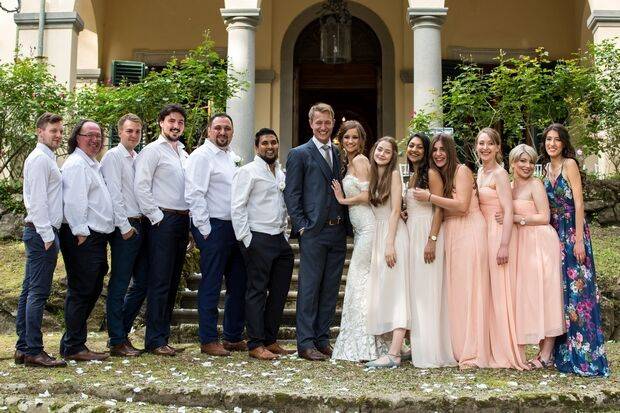 Groomsmen and bridesmaids