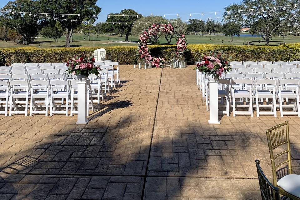 Outdoor ceremony with blue skies