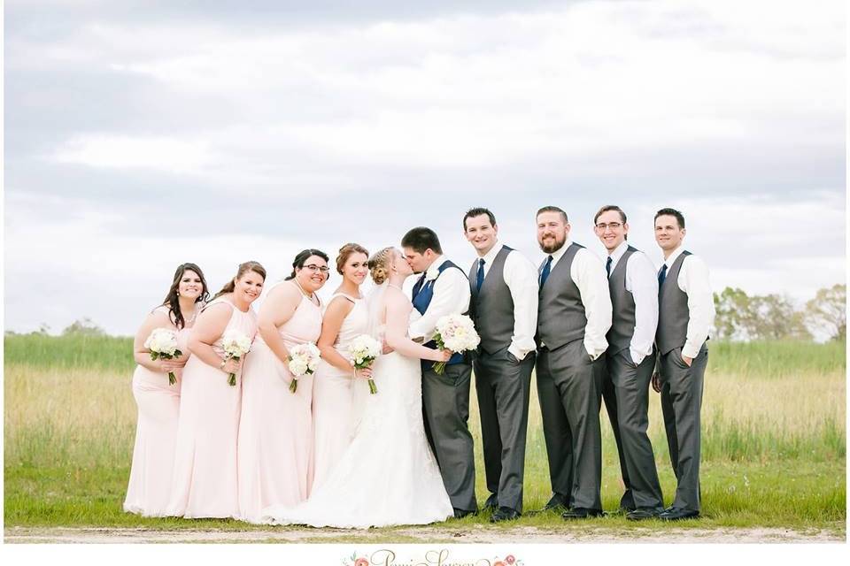 Wedding attendants with the couple