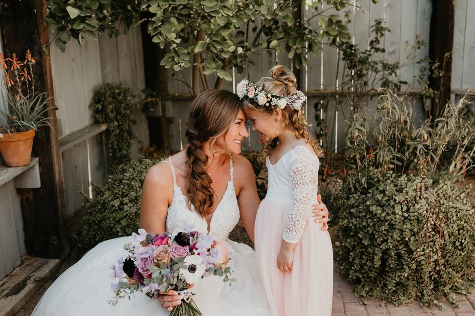 Flower girl with bouquet