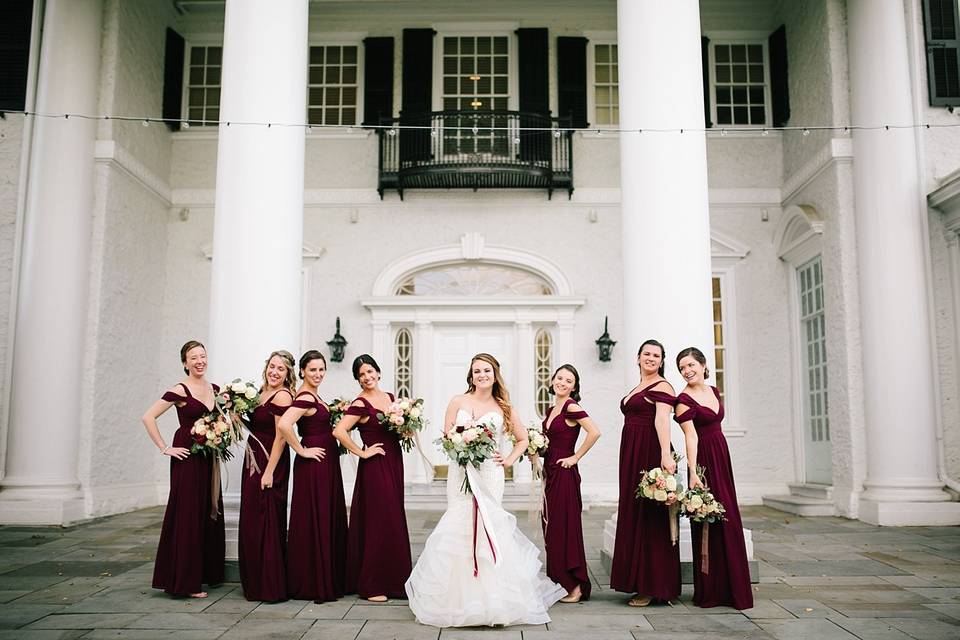 Bride and her bridesmaids