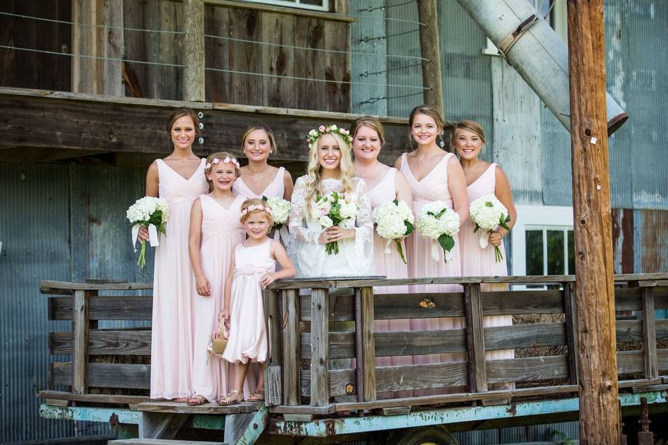 Beautiful bride and bridesmaids