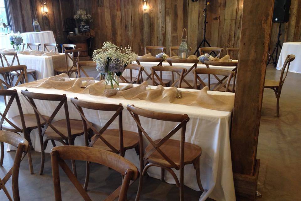 Table setup with centerpiece