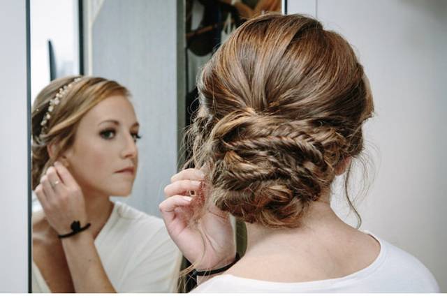 The bride preparing