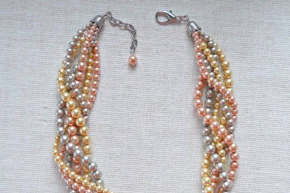 Gathered Twist Necklace, in Sunset mix