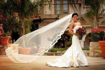 The bride holding bouquet