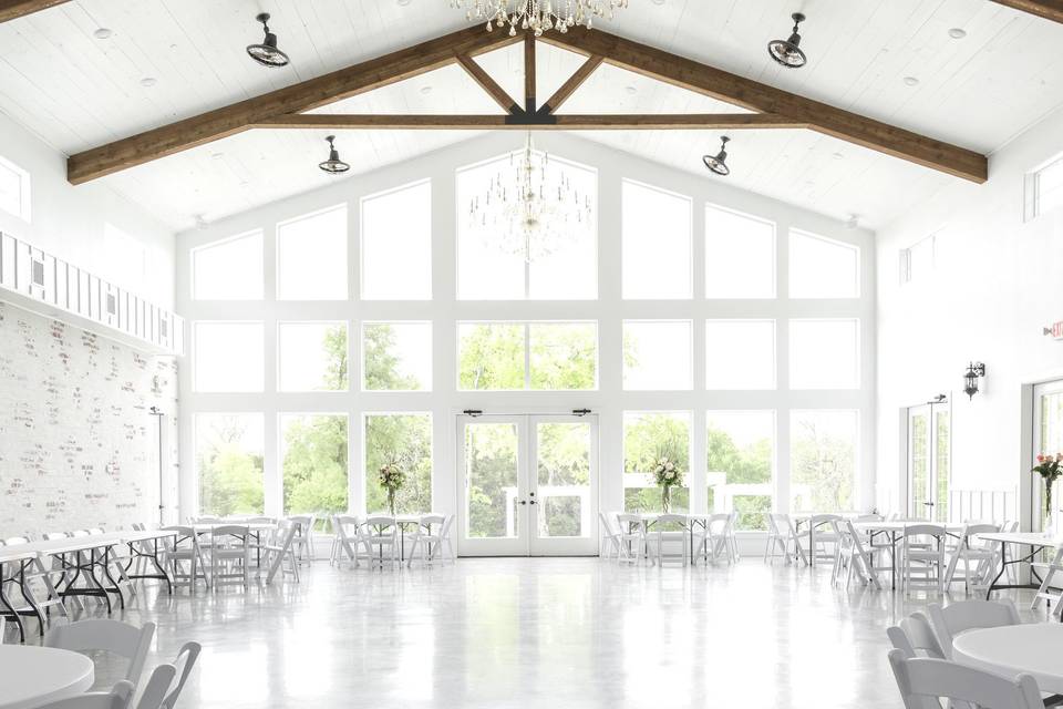 White reception area