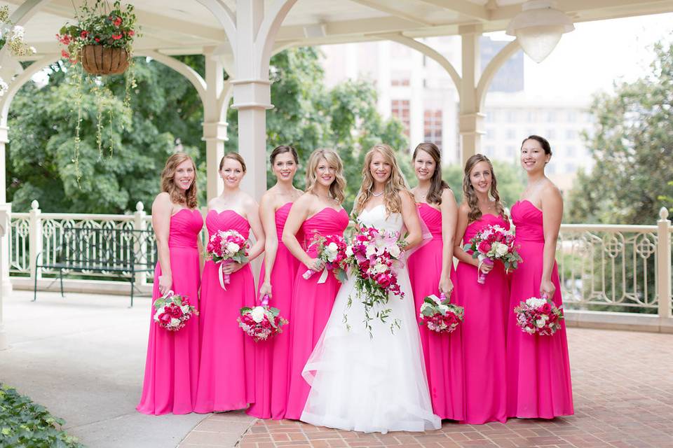 Bride and her bridesmaids