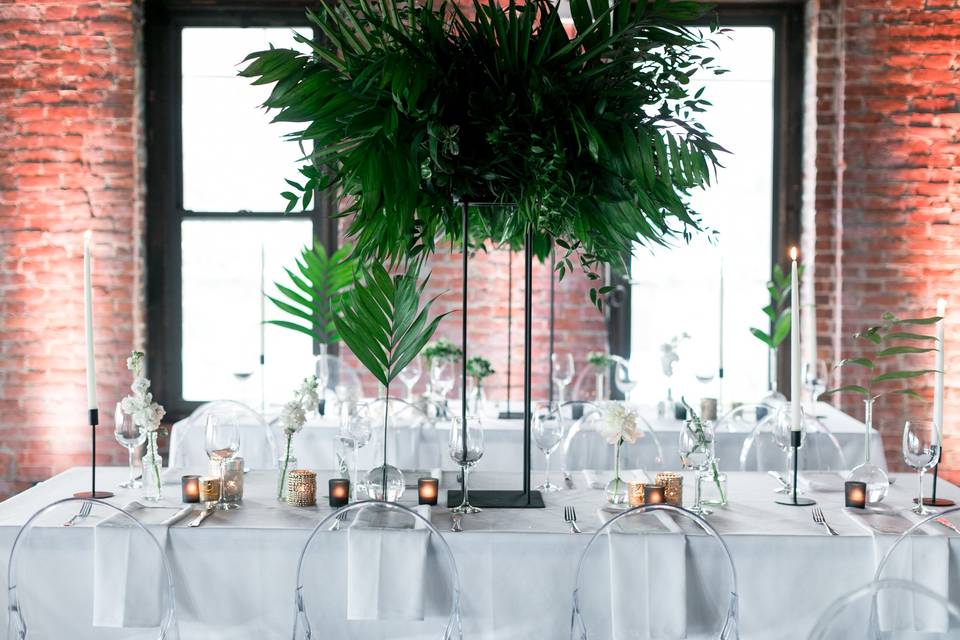 White and green wedding