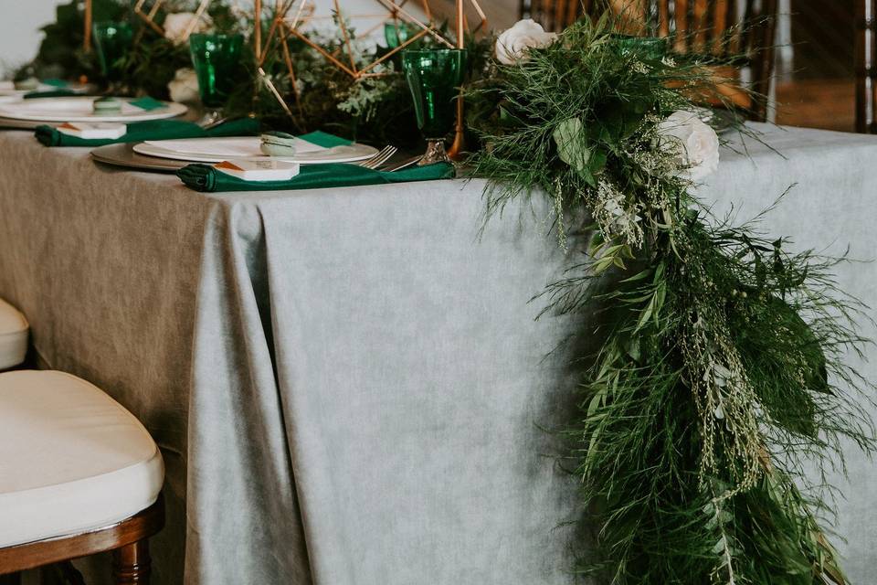 Table set-up with candle centerpiece