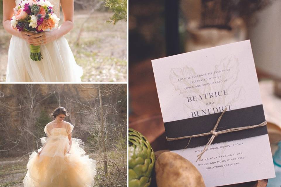 Natural wedding inspiration, with a garden influence.Photo by Ember Grove Photography