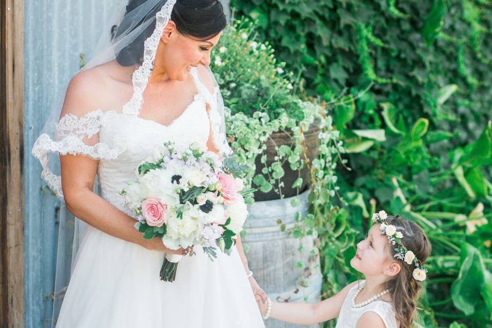 Bride and a flower girl