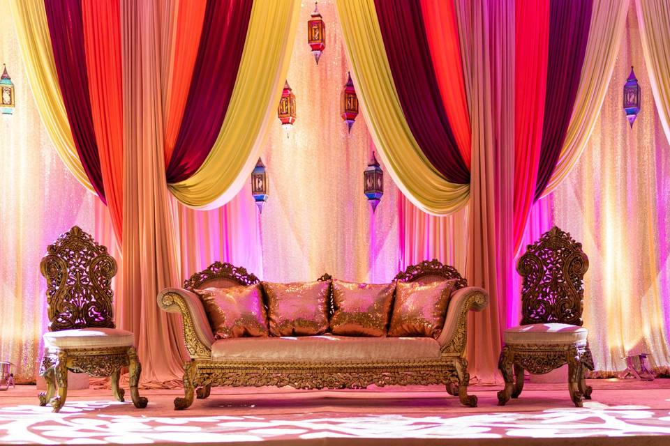 Colorful Mehndi Stage backdrop