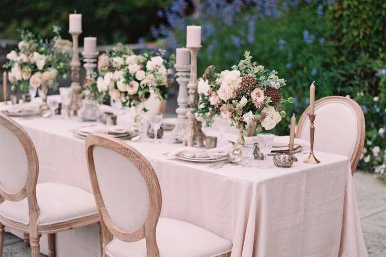 Pink table linens