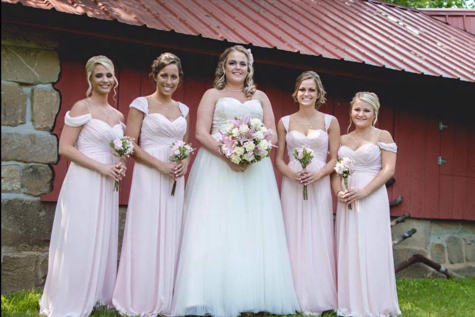 Bride and bridesmaids