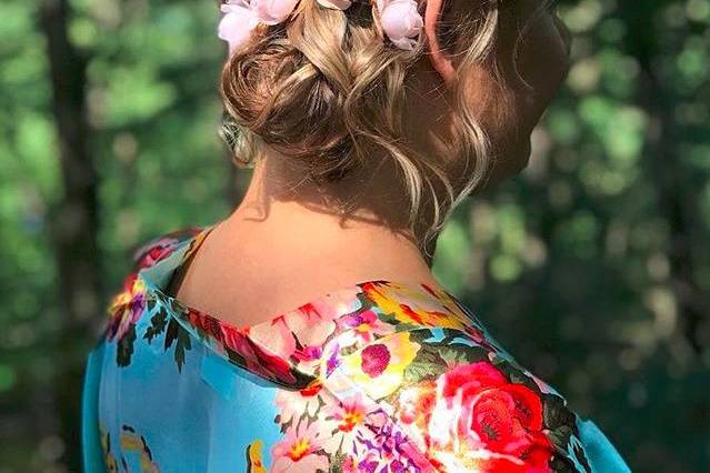 Floral hair ponytail