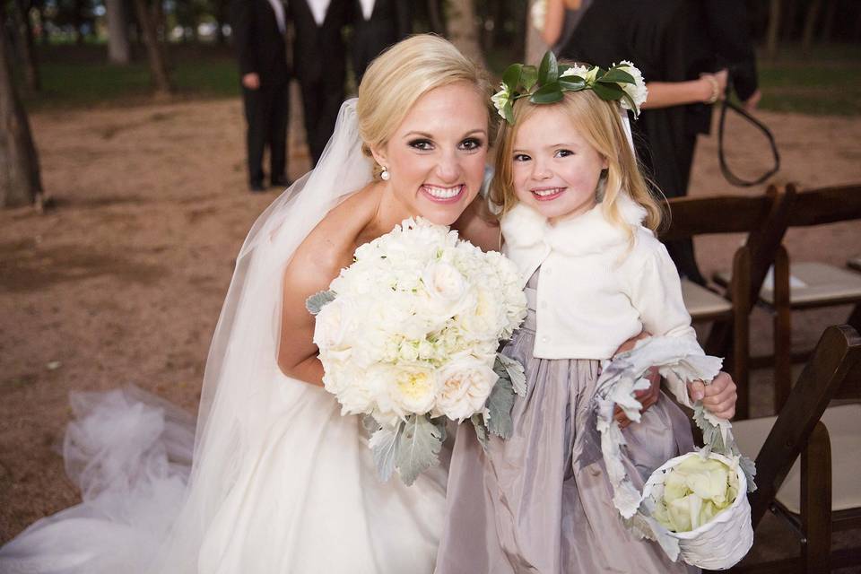 Bride and flower girl