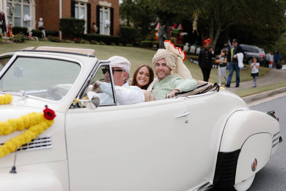 Classic car groom