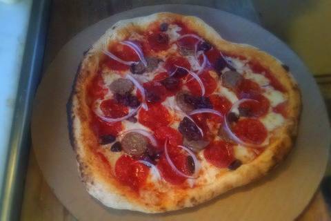 Heart shaped pizza from Victoria's Wood Fired Pizza