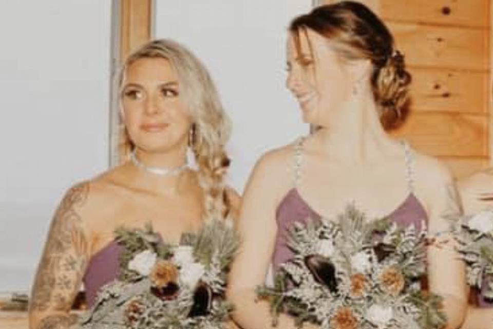 Bridesmaids with bouquets