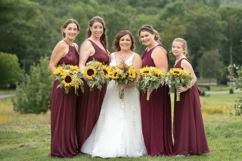 Bride and bridesmaids