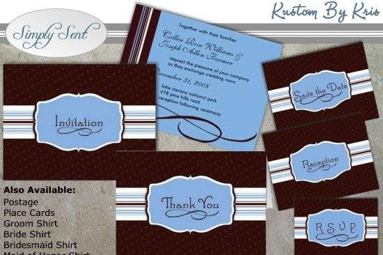 This invitation has it all! Understated design, masculine colors, and femme fatale make this wedding suite appealing for any wedding. Contact me to order part or all of this set in any other color! Customize and order at http://zazzle.kustombykris.com