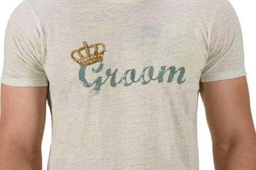 This t-shirt makes a great gift for the engaged couple when paired with the Royalty Bride shirt from Kustom By Kris. It features a royal king's crown atop deteriorated 