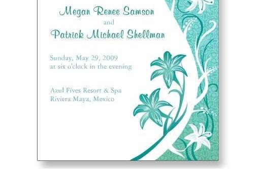 This tropical invitation from Kustom By Kris is perfect for any destination wedding. Personalize with your event details. Contact me if you need a card or favor item that is not currently designed for this wedding suite!