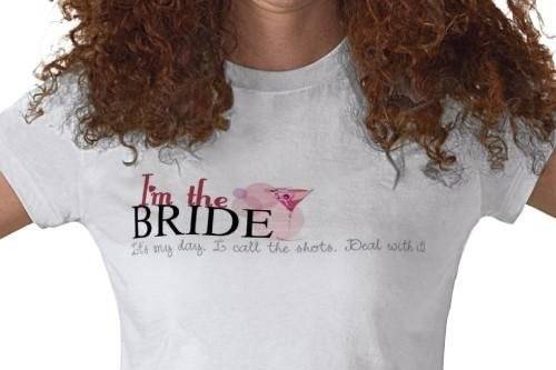 Let the world know exactly where you stand when it comes to your wedding! This bride tee from Kustom By Kris is super hip with a modern martini and it says 