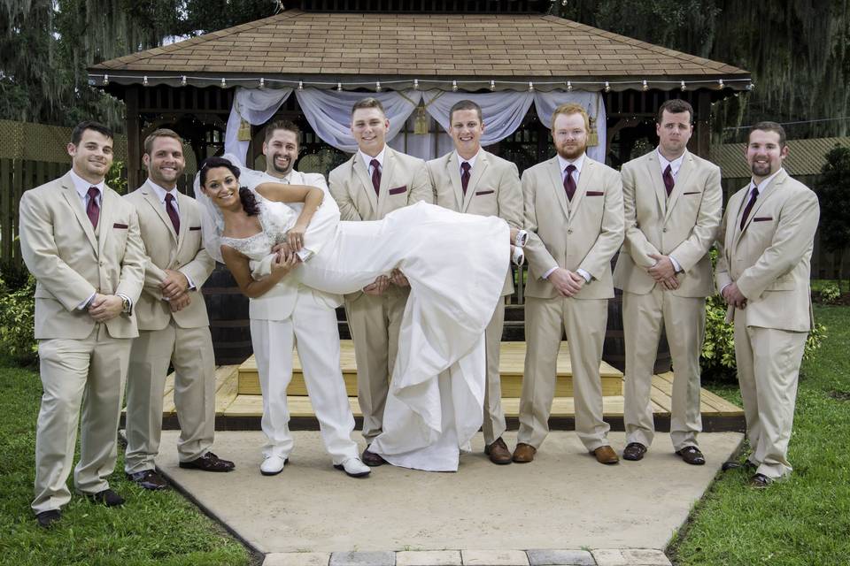 The couple and groomsmen