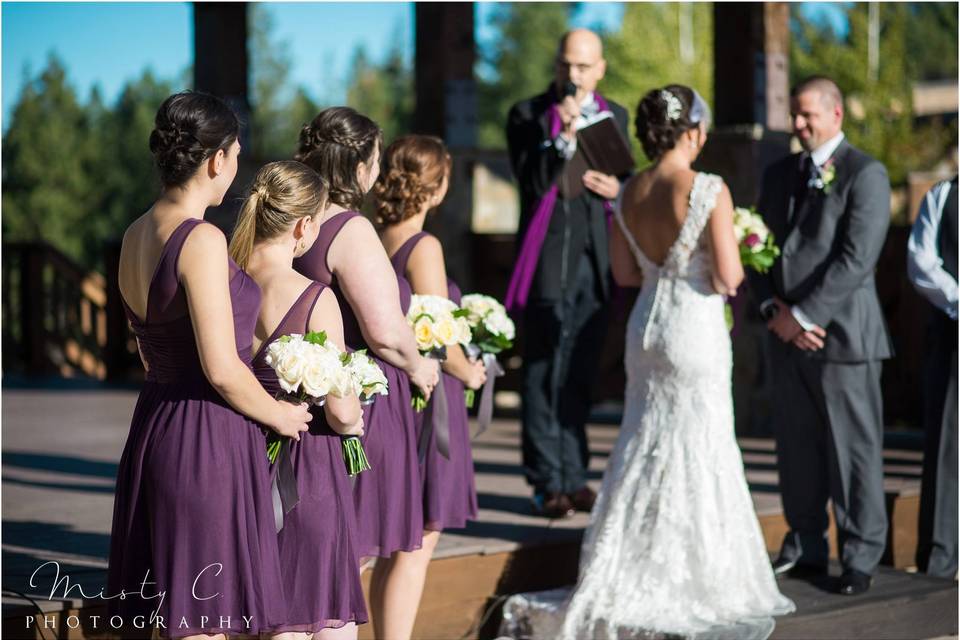 Bridesmaids photo with the newlyweds